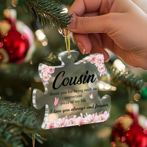 Cousin Acrylic Puzzle Piece Ornament - Gift for Birthday Christmas Thanksgiving Wedding — Variation: Cousin