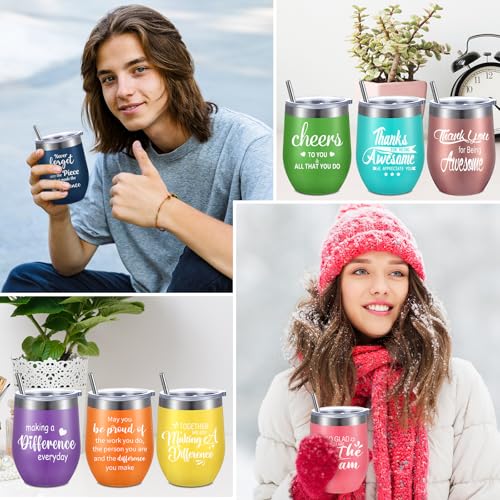 Sieral Thank You Tumblers 12 oz Stainless Steel with Lid & Straw - Cute Style, 36 Pcs