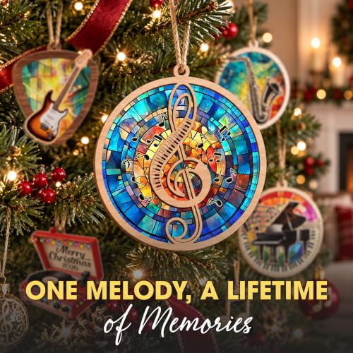 Christmas Music Gifts for Musicians Men Women - Wooden Treble Clef Ornament