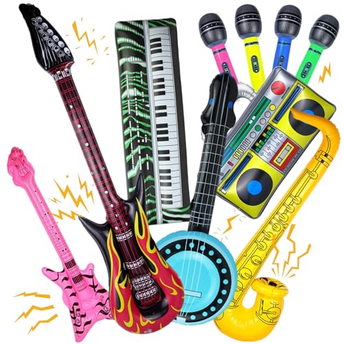 10-Piece Inflatable Rock Star Instrument Set for Party Decorations
