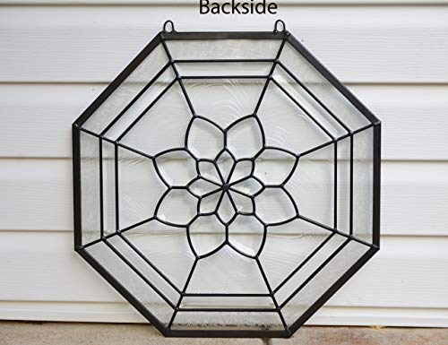 20" x 20" Beveled Clear Stained Glass Hanging Window Panel