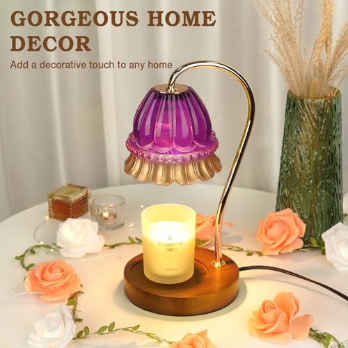 Funistree Purple Flower Candle Warmer Lamp with Timer – 2x50W, Adjustable Temp