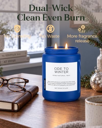 M&SENSE Ode to Winter Large Soy Candle 19.4oz, 110h Burn Time - Holiday Gift