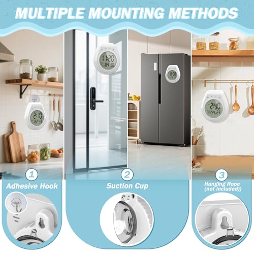 Waterproof Digital Shower Clock with Timer and Temperature Display