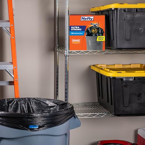 33 Gallon Extra Large Drawstring Trash Bags, Black, Unscented - 40 Count