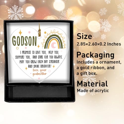 NKBINLILI Godson Gift Heart Ornament Keepsake Sign C - Birthday Christmas Graduation Baptism