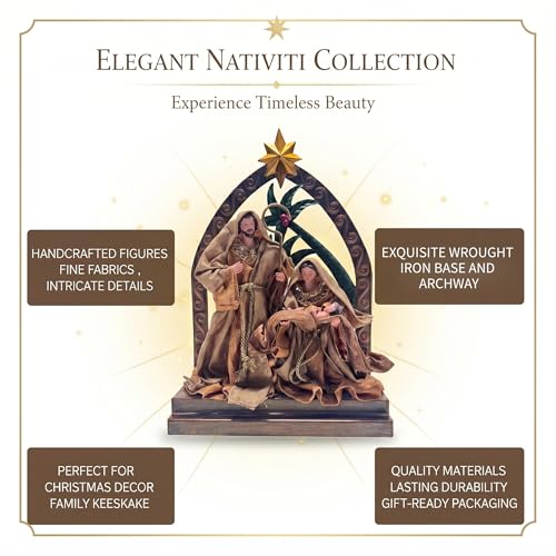 Resin Nativity Scene Set - 14.5" Holy Family Figurines for Holiday Decor