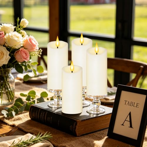 Cosyiker Rechargeable Flameless Candles with Remote & Timer, 2.2 Inch White, 4 Pieces
