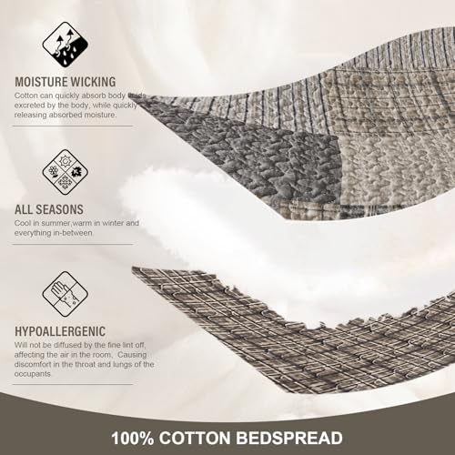 Oversized King Bedspread 120x120 | 100% Cotton Plaid Quilt Set