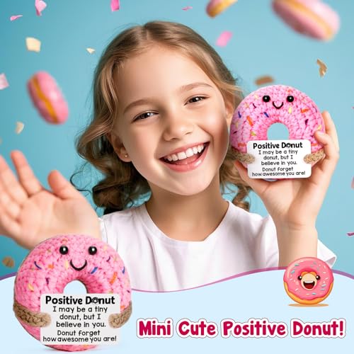 Handmade Crochet Donut Encouragement Gift - Positive Motivational Desk Decor