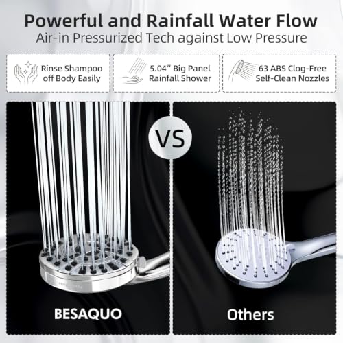 9-Setting High Pressure Handheld Shower Head with 6ft Hose and Power Wash