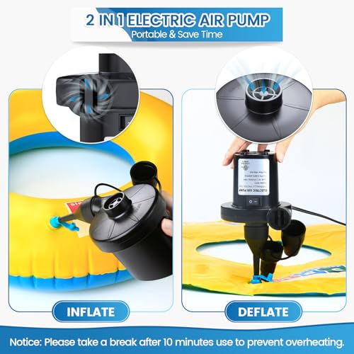 Portable Electric Air Pump for Inflatables with 3 Nozzles