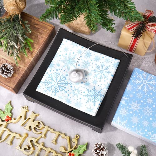 Whaline 150 Pcs Winter Snowflake Napkins — Christmas Blue & White Disposable Dinner & Cocktail Napkins