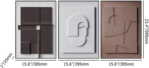 BULUXE Japandi Geometric Wall Art Set - 3D Abstract Minimalist Canvas Decor | Framed Artwork for Modern Living Room & Bedroom (Style-A, 15" W x 1" D x 23" H)