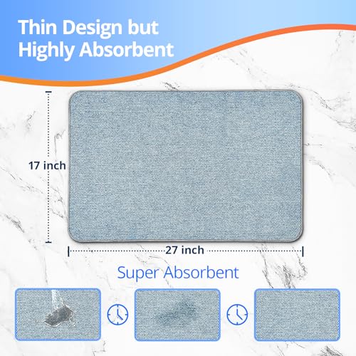 2-Pack Ultra-Thin Non-Slip Bathroom Rugs, 17x27 Inch Absorbent Bath Mats
