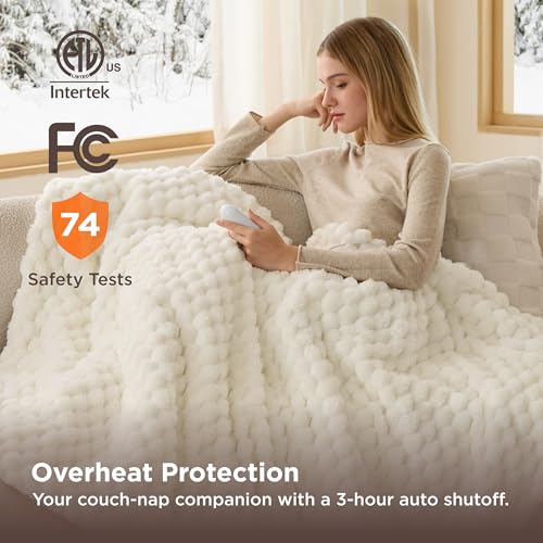 Heated Throw Blanket, 50x60 Inch Electric Blanket with 6 Heat Settings