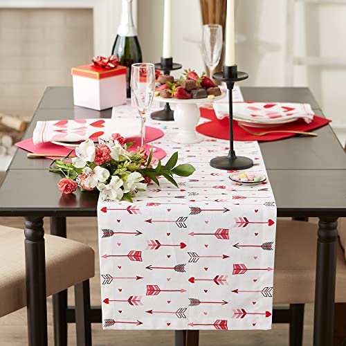 DII Valentine's Day Table Top Collection, Table Runner, 14x72, Hearts & Arrow