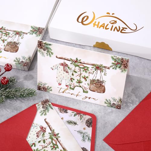 Christmas Baby Shower Thank You Cards with Envelopes & Stickers - 50 Pack