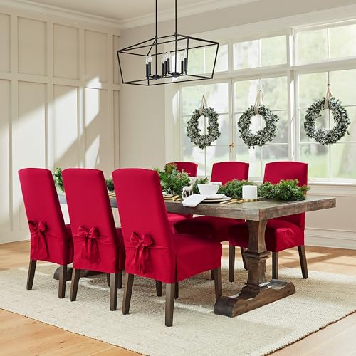 SureFit Cotton Duck Canvas Dining Chair Covers Set of 2, Machine Washable