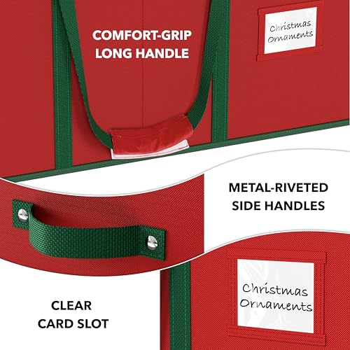 Christmas Ornament Storage Box with Adjustable Dividers and 128 Capacity
