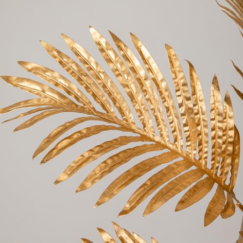 GnFlus 43" Double-Stalk Christmas Gold Artificial Palm Tree in Pot - Indoor Faux Palm