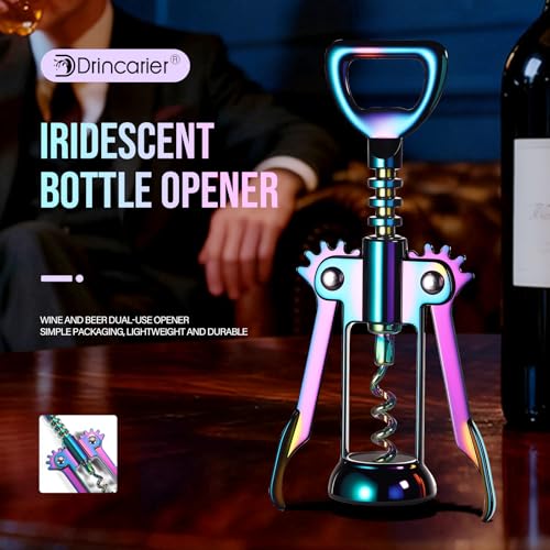 Iridescent Winged Corkscrew & Bottle Opener - Rainbow Wine Gift Accessory