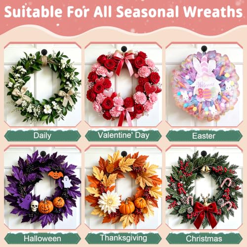 Heavy Duty Magnetic Wreath Hanger for Metal Front Door, 2-Pack, Black
