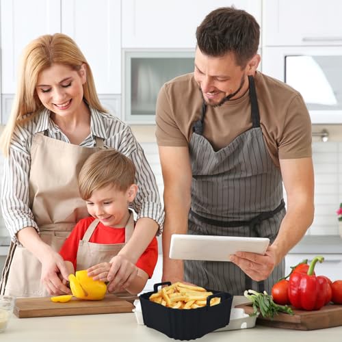 2 Pack Square Silicone Air Fryer Liners, Reusable Non-Stick Basket Insert