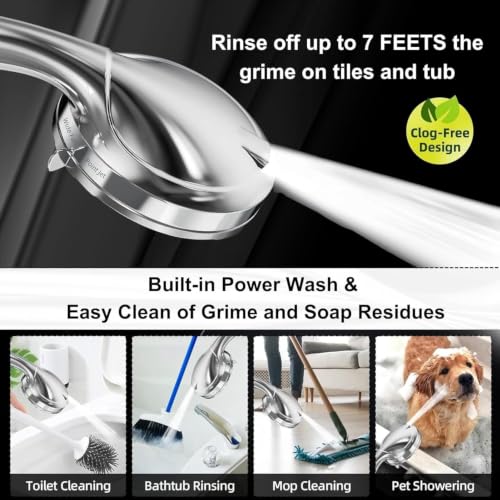 9-Setting High Pressure Handheld Shower Head with 6ft Hose and Power Wash