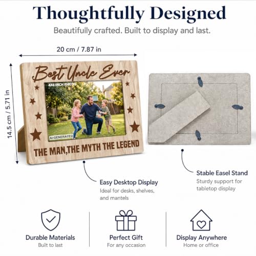 YTCSIHSV Brown10 Uncle Birthday Gift 4x6 Rustic MDF Picture Frame — Best Uncle Ever
