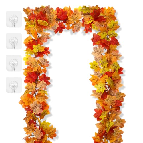 AWARDSEN 2-Pack 13FT Artificial Fall Maple Leaf Garland for Thanksgiving Decor