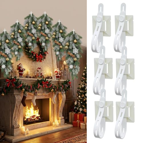 Damage-Free Adhesive Garland Hangers with Adjustable Cable Ties - 6 Pack