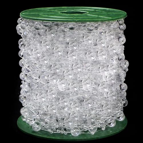 Fbshicung 196ft Clear Artificial Pearl Beads Garland for Wedding & Party Decor