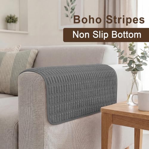 Couch Arm Covers Set of 2 - Dark Grey, Cat Scratch Resistant