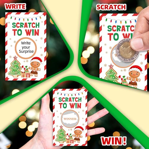 TIOFUNO Christmas Scratch Off Cards 50 Pcs Multicolor - Scratch to Win Party Game Cards