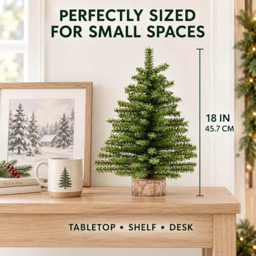 Thenshop 3-Piece 18 Inch Miniature Canadian Pine Christmas Tree Set for Tabletop Decor