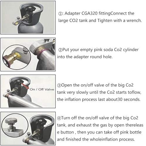 CO2 Refill Adapter with Pressure Gauge for 60L Quick Connect Cylinders