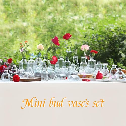 Clear Glass Bud Vases Bulk Set of 30 - Small Vases for Centerpieces