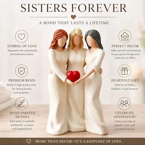Three Sisters Resin Figurine Statue - Friendship & Sisterhood Decor Gift