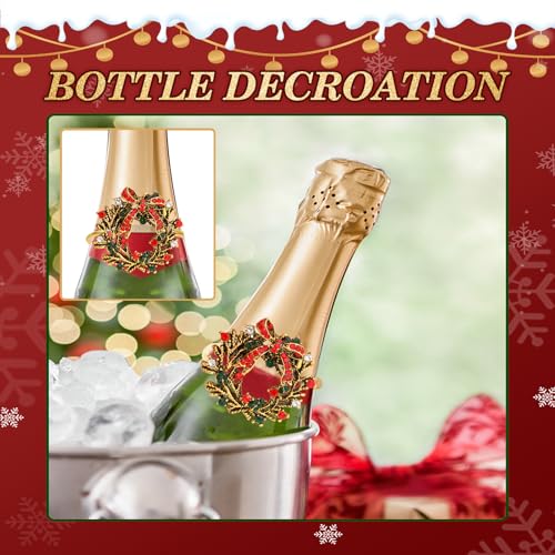 KPOSIYA Xmax Garland Christmas Napkin Rings Set of 10, Gold Metal Holiday Decor