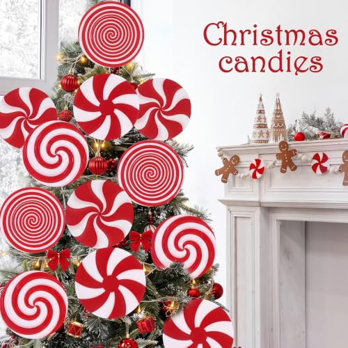 Vinsot 48 Pcs Christmas Tree Decorations Winter Xmas Ornaments - Candy Cane & Ball Sets