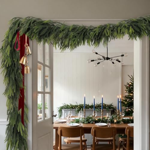 KIZORA 1PC 6FT Gradient Faux Norfolk Pine Garland for Christmas Decor