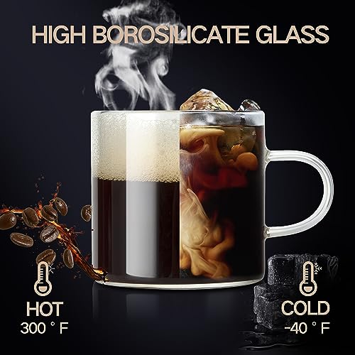 YMMIND 4-Pack 4oz Glass Espresso Cups with Handles, Microwave & Dishwasher Safe
