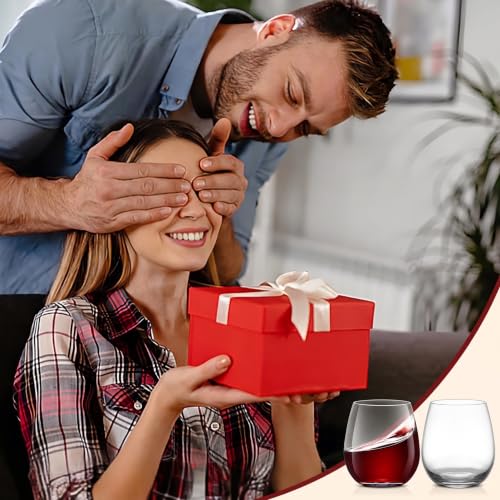 Stemless Wine Glasses Set of 6, 17 Ounce Lead-Free Crystal Clear Glassware