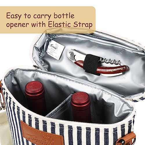 2-Bottle Insulated Wine Tote Bag - Padded Leakproof Wine Carrier for Travel