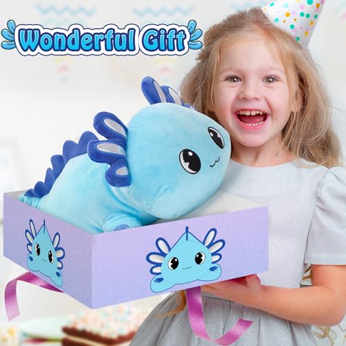 Blue Officygnet Axolotl Plush Toy - 13-inch Soft Cuddly Stuffed Animal for Kids