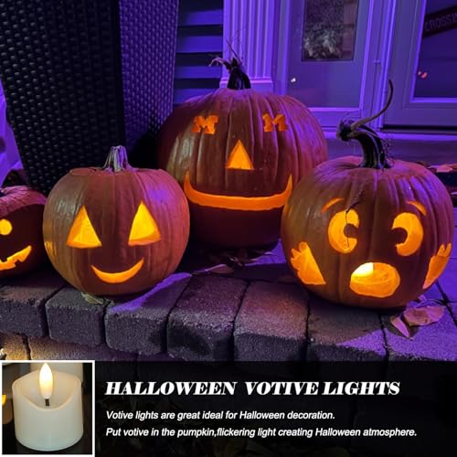 EZiKitchen 24 Pack Flameless Votive Candles - Realistic Flickering LED Tealights, 1.5x1.67 Inches, Battery Operated, Safe Decor