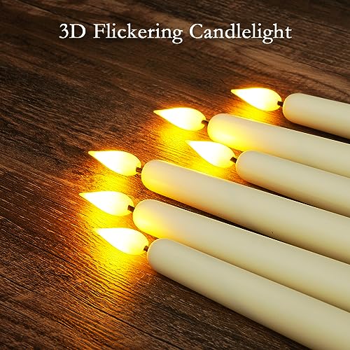 Ivory Flameless Taper Candles with Remote & Timer - 24 Pack, 11 Inch Battery Operated LED Candlesticks