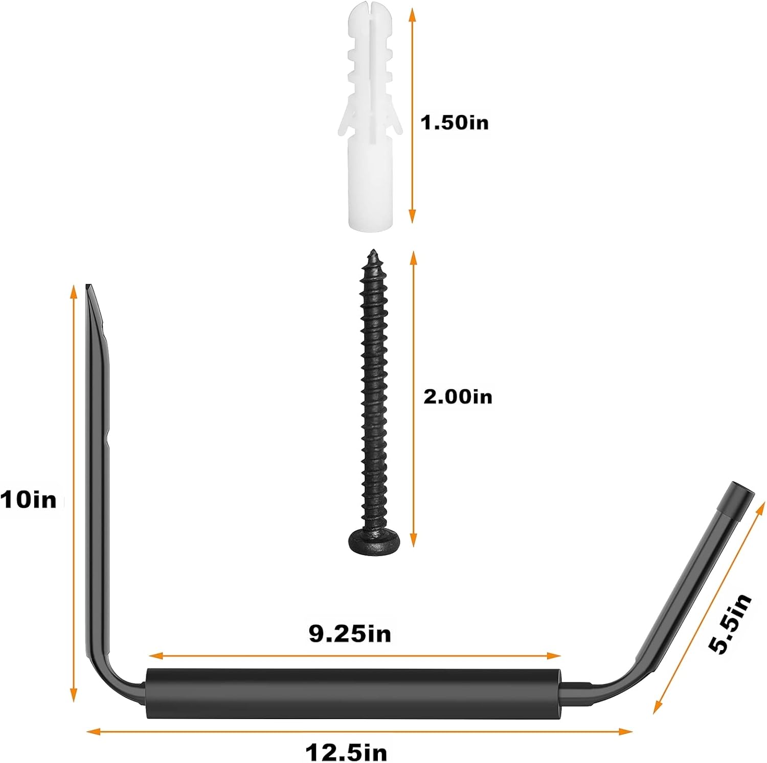 WALMANN Kayak Storage Rack - Wall Mount Hooks for Canoe, Surfboard, Ski, Snowboard & Paddle Board | Garage Utility Solution
