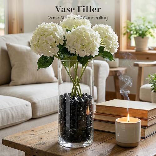 Black Acrylic Ice Rocks Vase Fillers - 550 Pcs Small Gems for Table Scatter